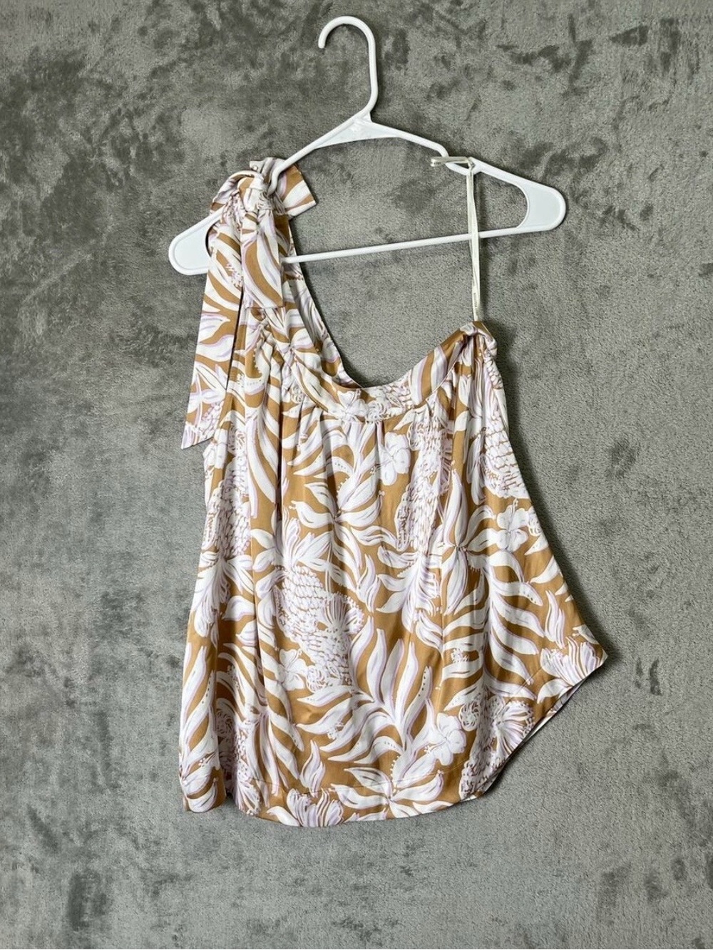 Lilly Pulitzer Bexler Tan & White One-Shoulder Tie-Strap Camisole